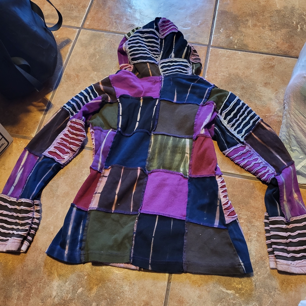 Patchwork Hooded Jacket with Zipper - image 2